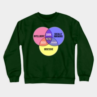 Venn Diagram - Nerd - Geek - Dork - Stalker Crewneck Sweatshirt